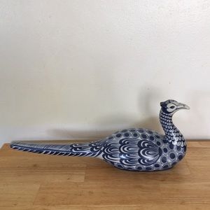 Vintage large ceramic pheasant Cobalt blue
